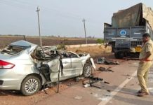 കാറും ലോറിയും കൂട്ടിയിടിച്ചു; പോലീസ് ഉദ്യോഗസ്ഥരായ മൂന്നുപേര്ക്ക് ദാരുണാന്ത്യം